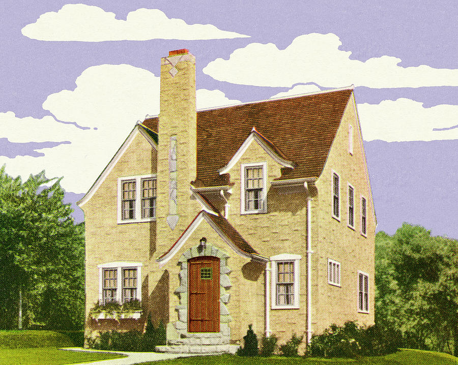 Architecture Drawing - Tudor Style House by CSA Images