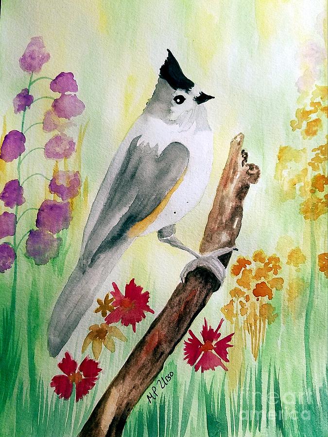 Tufted Titmouse Painting by Maria Urso