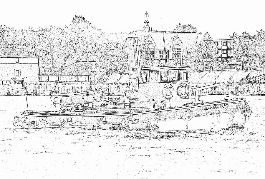 Tug Barking London Drawing by Mackenzie Moulton