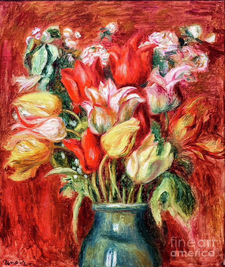 Tulip Bouquet by Renoir Painting by Auguste Renoir