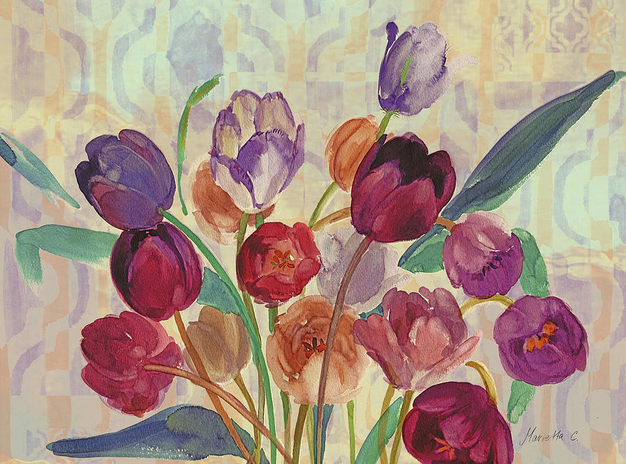 Flower Mixed Media - Tulip Bouquet by Marietta Cohen Art And Design