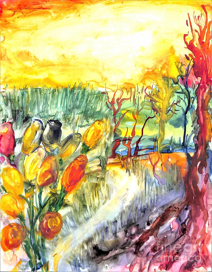 Tulip Path Painting by Patty Donoghue