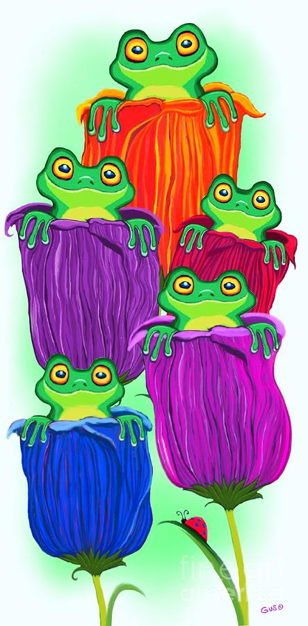 Tulip Tree Frogs Digital Art