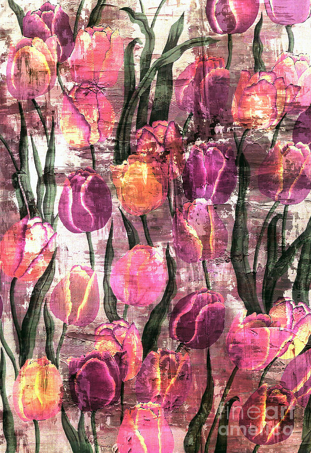 Abstract Mixed Media - Tulips Abstract by Jacky Gerritsen