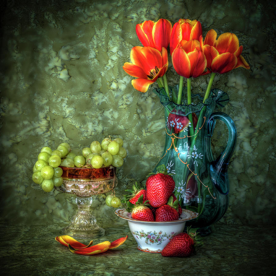 Tulips and Fruit  Photograph by Harriet Feagin
