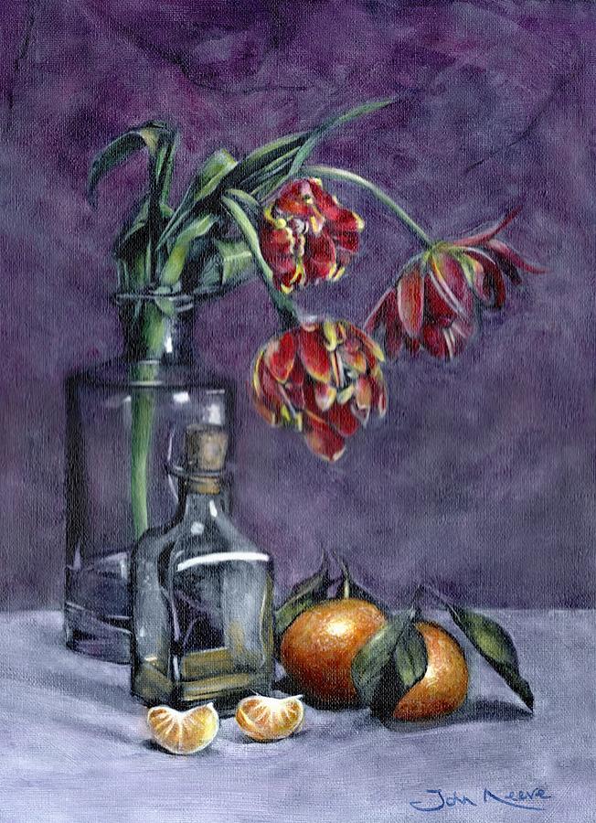 Tulips and Oranges Painting by John Neeve