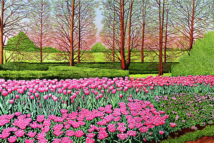 Garden Painting - Tulips At Longwood Gardens I, Kennett Square Pa by Thelma Winter