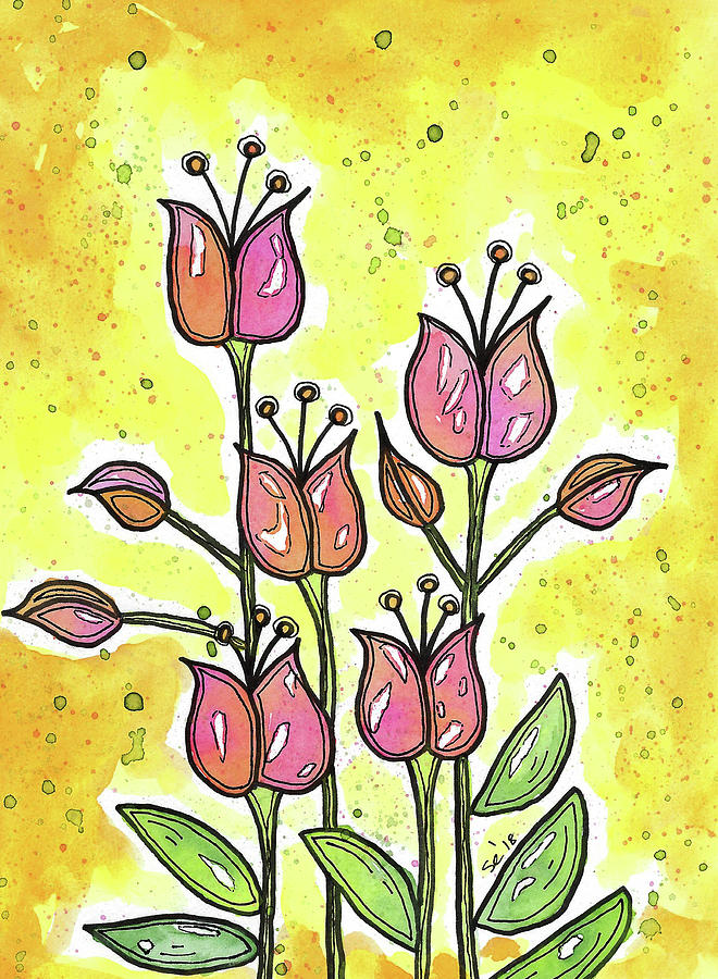Tulips In My Garden Painting by Susan Campbell