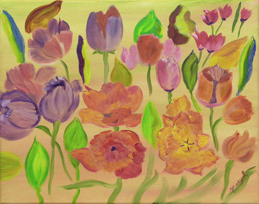 Tulip Showers Painting by Meryl Goudey