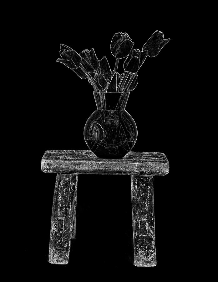 Tulips-Vase-and Stool Photograph by Bill Wiebesiek