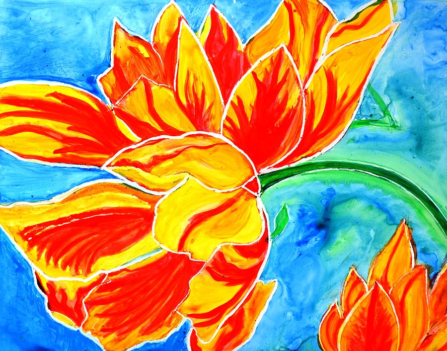 Tulip Painting - Tulips vibrant and colorful by Manjiri Kanvinde