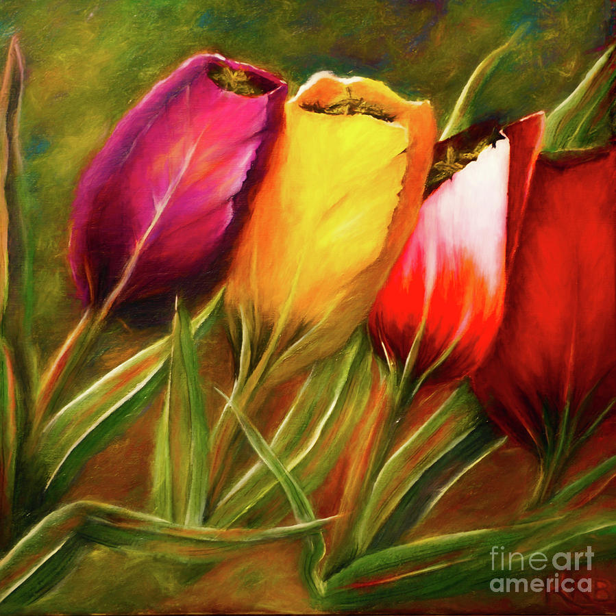 Tulips x4  Painting by Karen Beasley