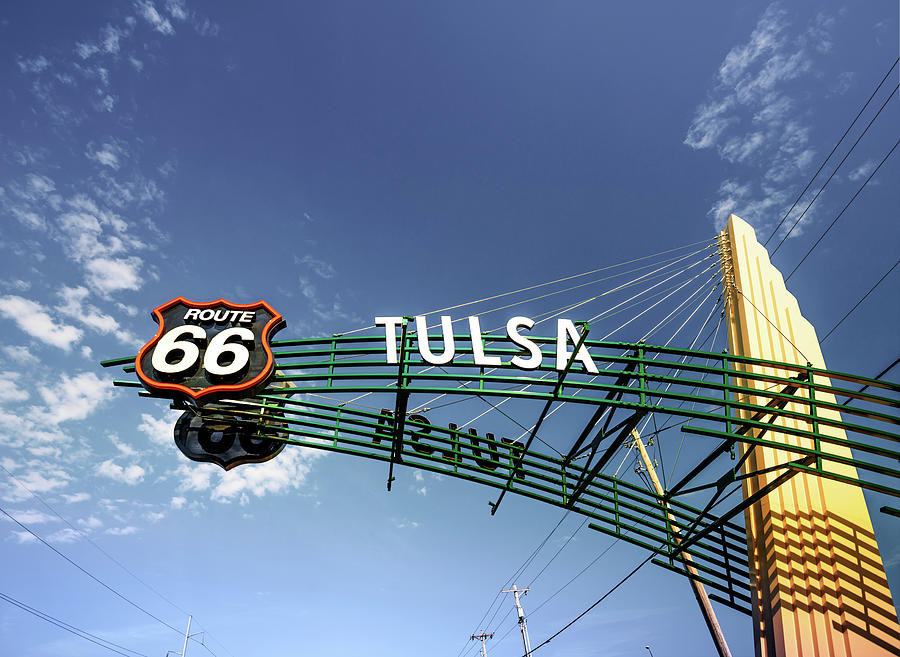 Tulsa - Broken Arrow Route 66 Googie Style Street Sign Photograph