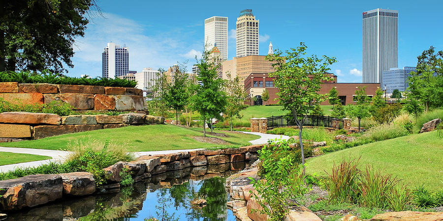 Tulsa Oklahoma Centennial Park Skyline and River Panorama Photograph by ...