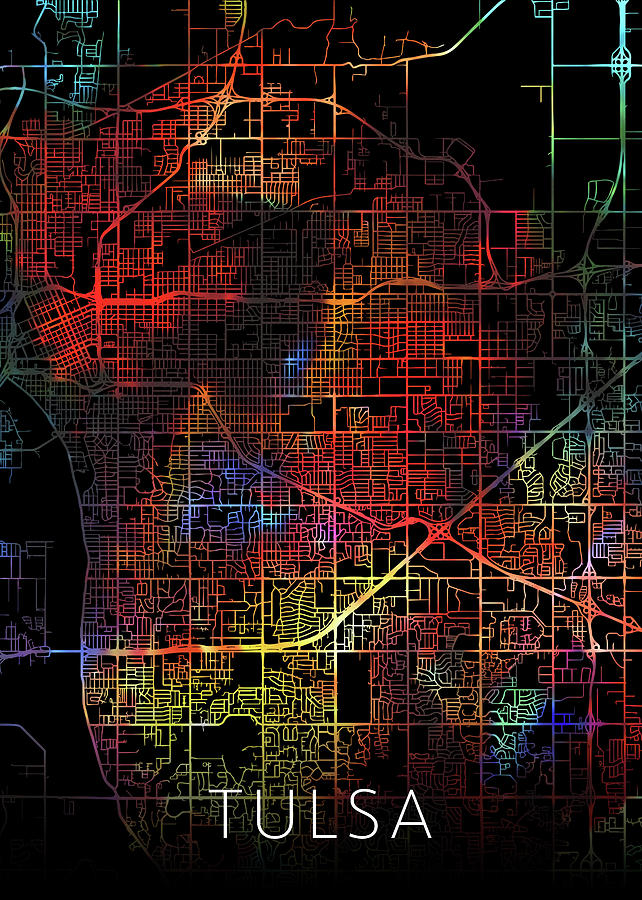 Houston Texas Watercolor City Street Map Dark Mode Tote Bag by