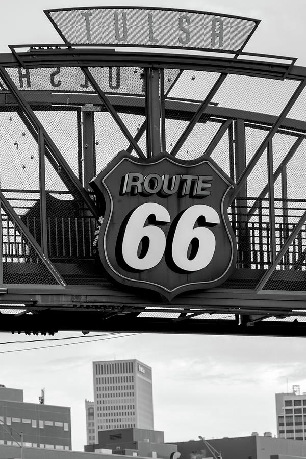 Tulsa Skyline Photograph - Tulsa Route 66 Neon Over City Skyline by Gregory Ballos
