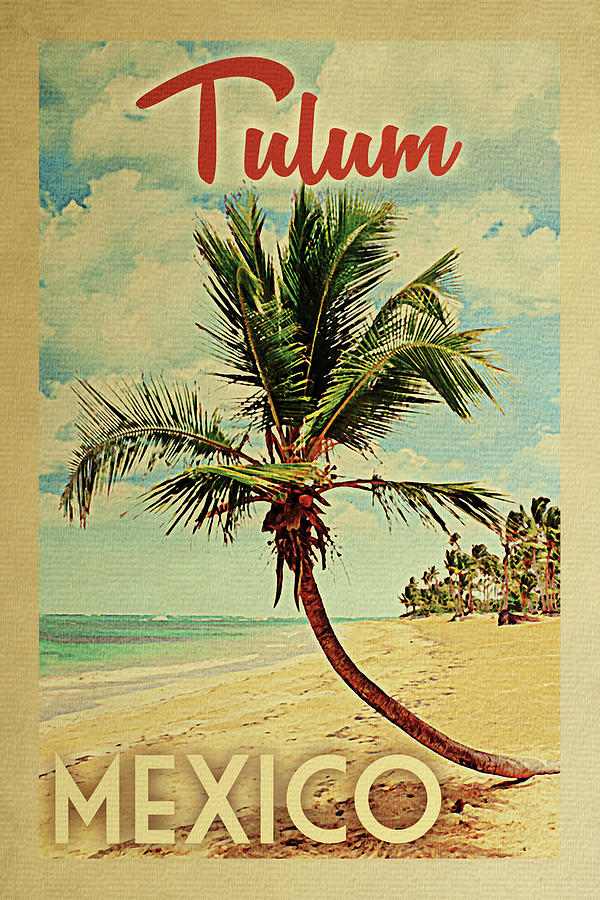 Summer Digital Art - Tulum Mexico Palm Tree by Flo Karp