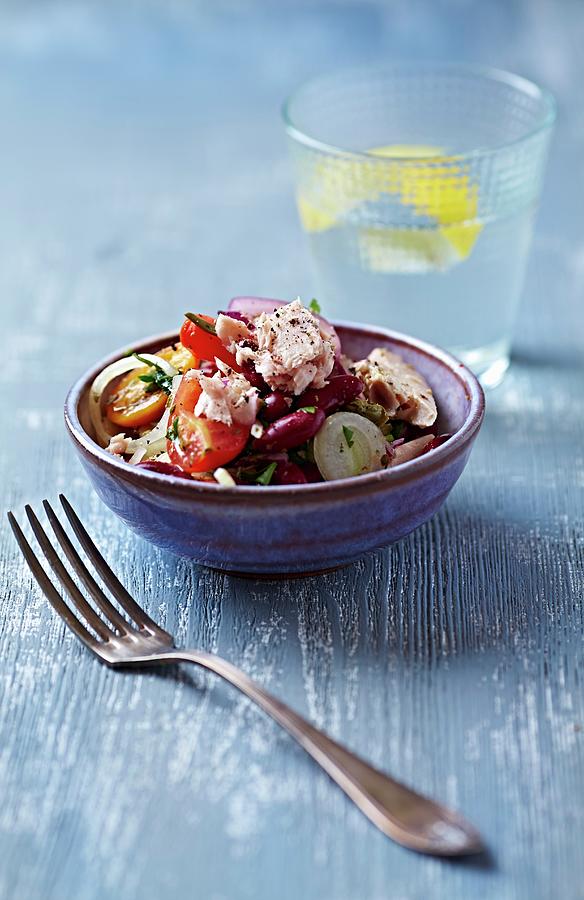 Tuna Fish Salad With Kidney Beans, Tomatoes And Leek Photograph by B.&.e.dudzinski
