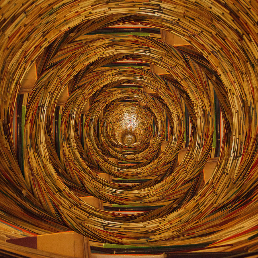 Vintage Digital Art - Tunnel of Books Circles by Pelo Blanco Photo