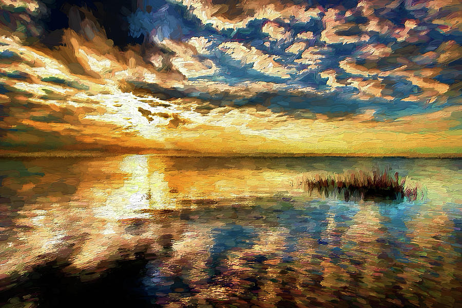 Turbulent Sunset on the Outer Banks AP Painting by Dan Carmichael