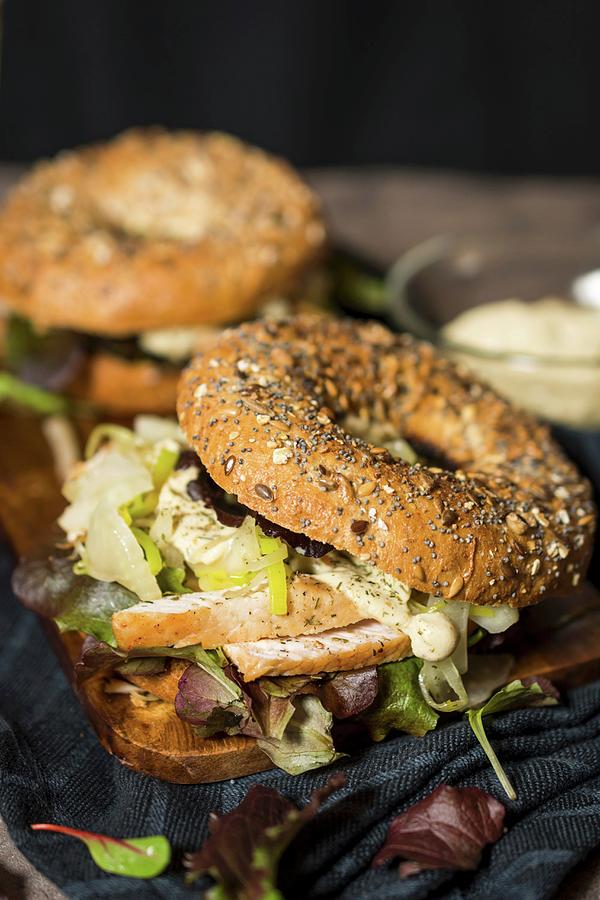 Turkey Bagels With Fennel And Mayo Photograph by Ina Is(s)t
