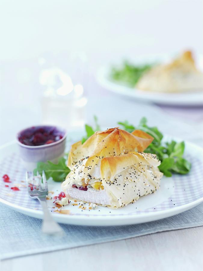 Turkey Breast With Stilton, Wrapped In Filo Pastry Photograph by Ian Garlick
