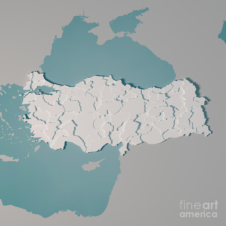 Turkey Country Map Administrative Divisions 3d Render Digital Art By Frank Ramspott Pixels 6753