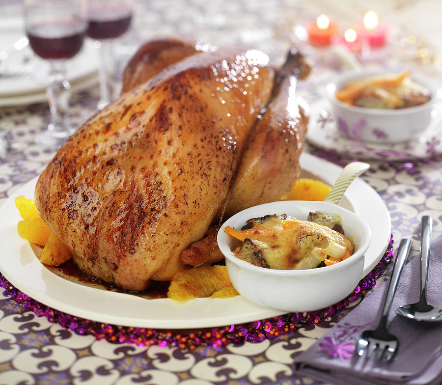 Turkey Roasted With Honey And Orange, Vegetable And Dried Fruit Cassolette Photograph by Bertram