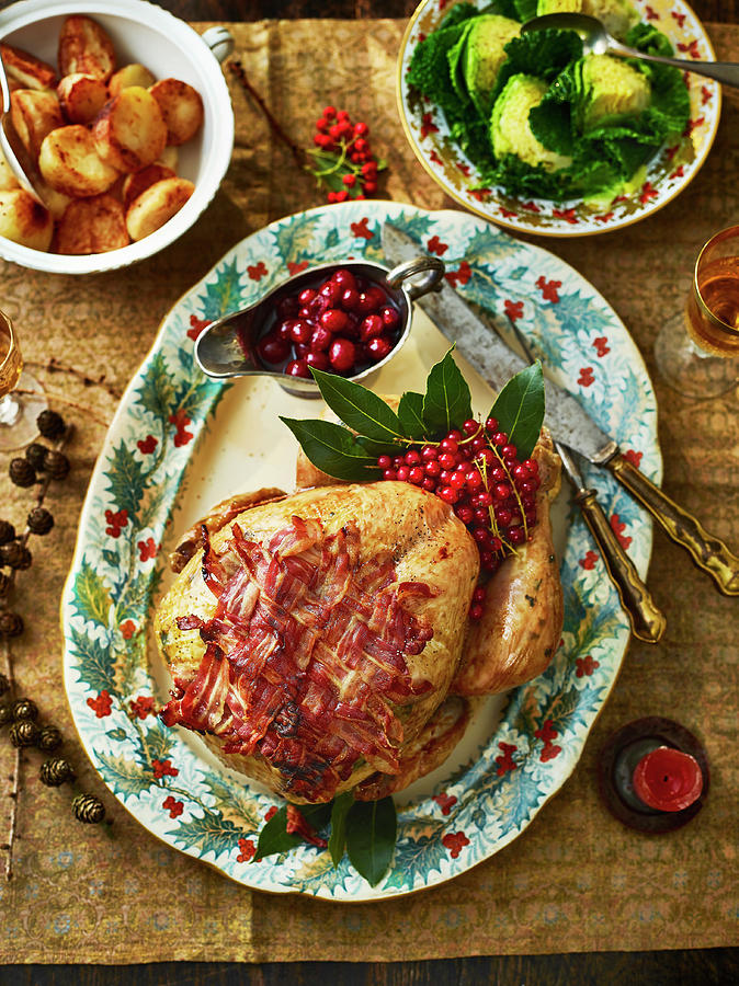 Turkey With Bacon And Cranberries christmas Photograph by Dan Jones