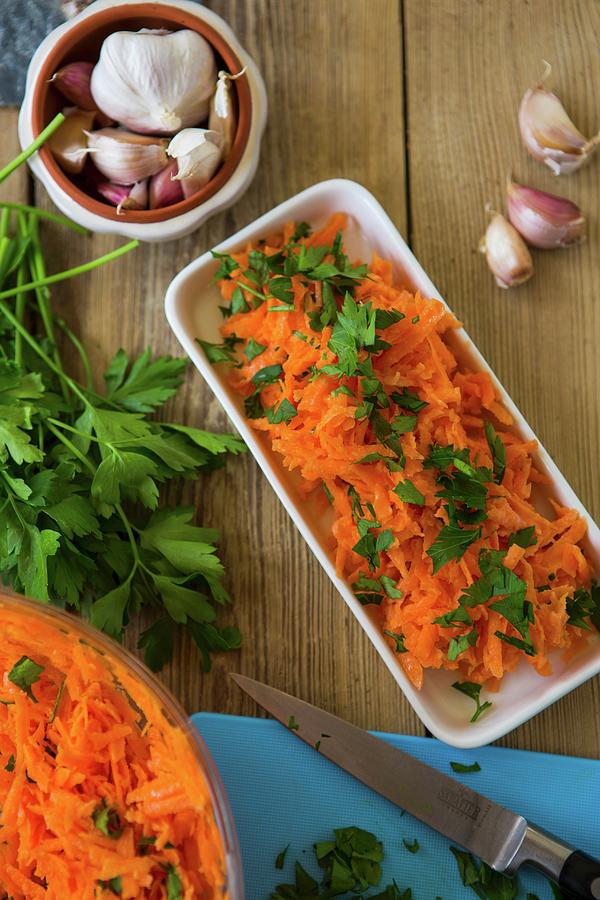 Turkish Carrot Salad With Garlic And Parsley Photograph by Artfeeder