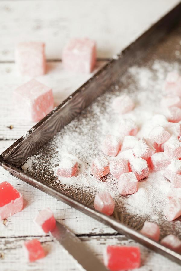 Turkish Delight Cut Into Small Pieces Photograph by Jane Saunders