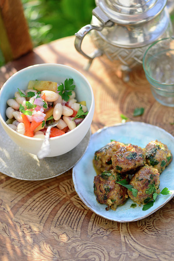 Turkish Lamb Meatballs With White Bean Salad Photograph by Tanja Major