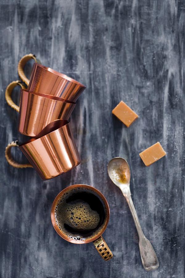 Turkish Mocha, Copper Cups And Caramels Photograph by Alicja Koll