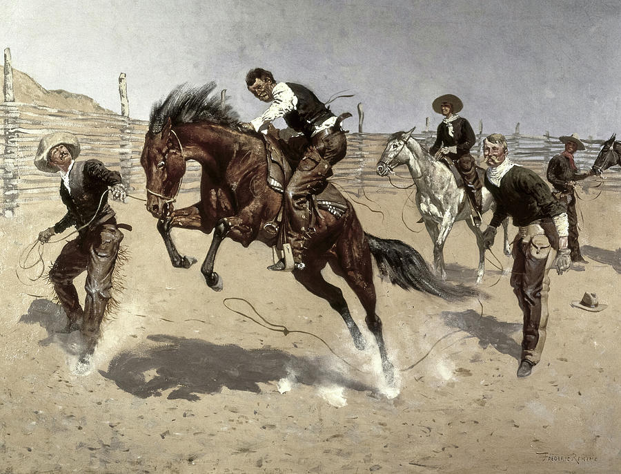 Turn Him Loose, Bill, 1893 Painting by Frederic Remington - Pixels