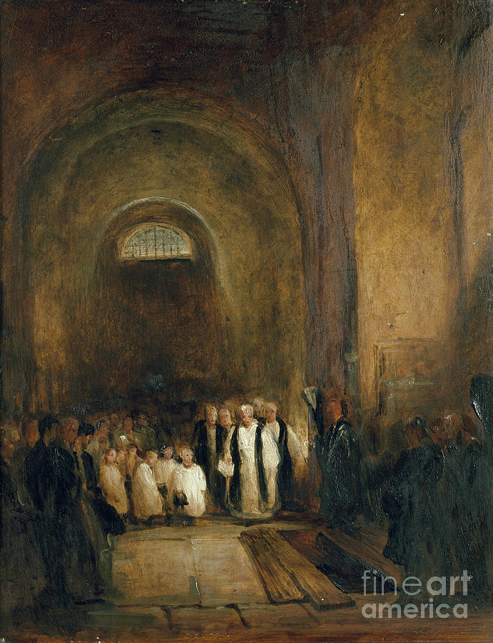 Artist Painting - Turners Burial In The Crypt Of St. Pauls Cathedral, London, 19th Century by George Jones