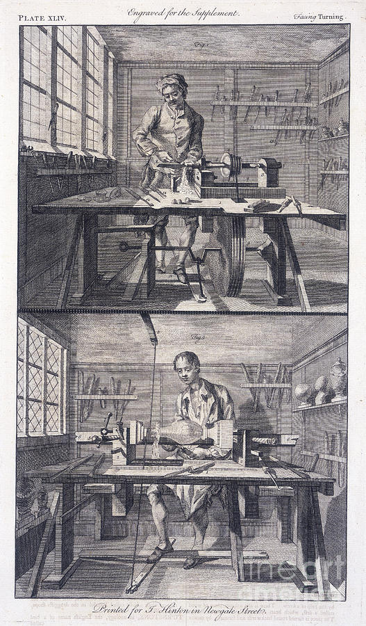 Turning Wood, 1754. Artist I Hinton Drawing by Print Collector