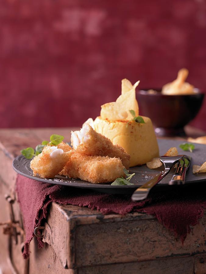 Turnip Flan With Crispy Cod And Potato Crisps Photograph by Jan-peter Westermann