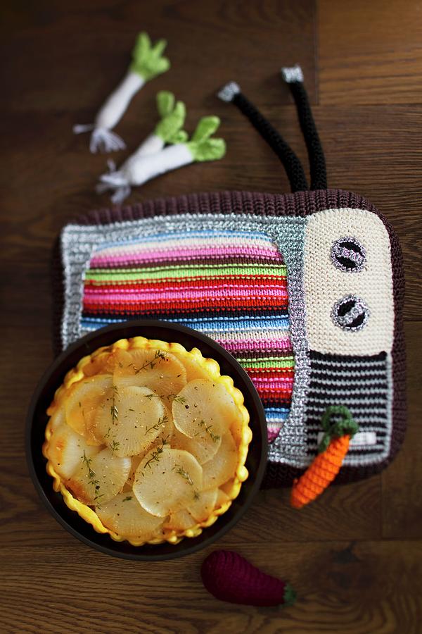 Turnip Tarte Tatin On A Crocheted Place Mat Photograph by Atelier Mai 98