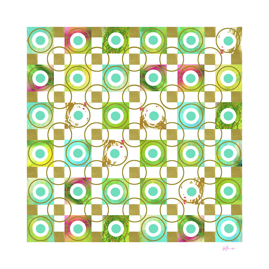 Pattern Painting - Turquiose Grid 10 Copy by Pamela A. Johnson