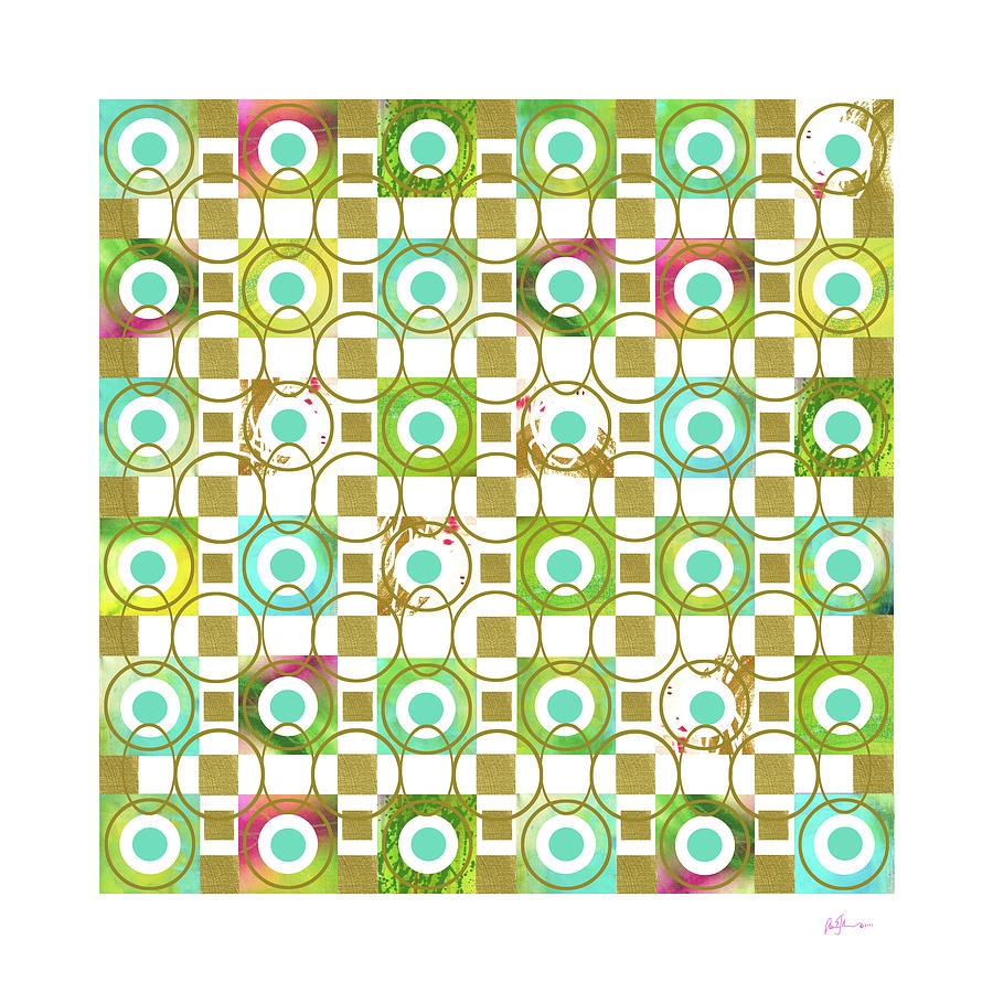 Pattern Painting - Turquiose Grid 14 by Pamela A. Johnson