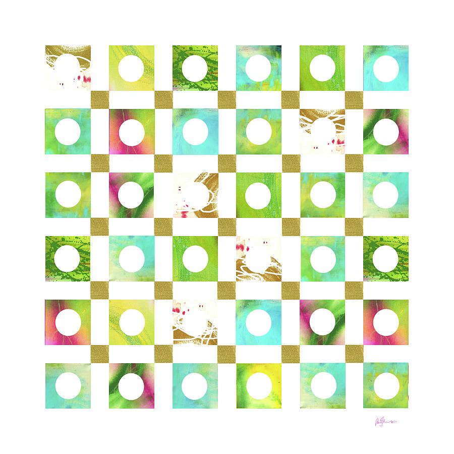 Pattern Painting - Turquiose Grid 3 by Pamela A. Johnson
