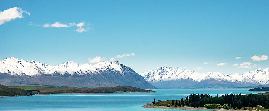 Panoramic View On New Zealands Lake Tekapo And Surrounding Mountains by Peter Kolejak Panoramic View On New Zealands Lake Tekapo And Surrounding Mountains by Peter Kolejak