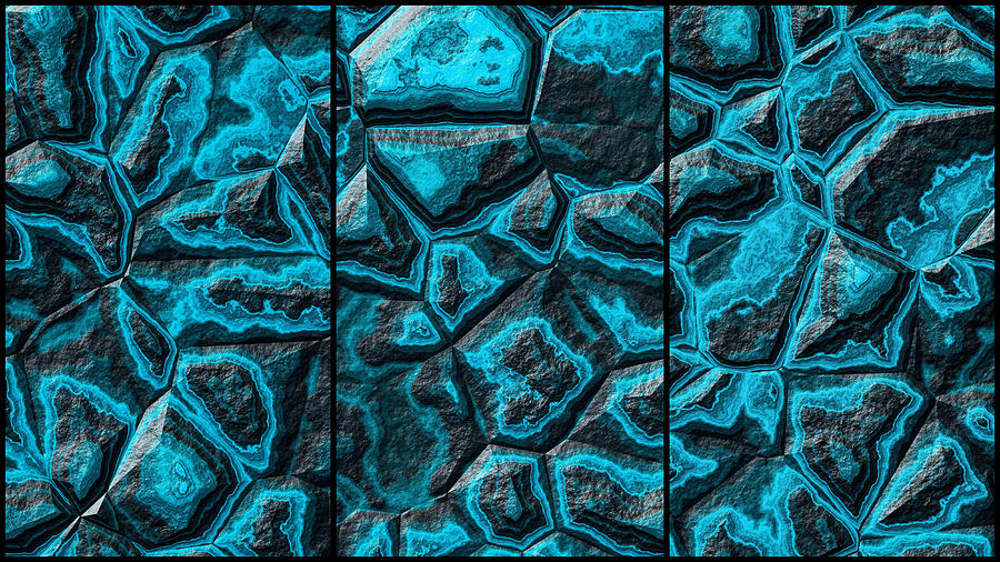 Turquoise Colored Stone Triptych Digital Art by Don Northup