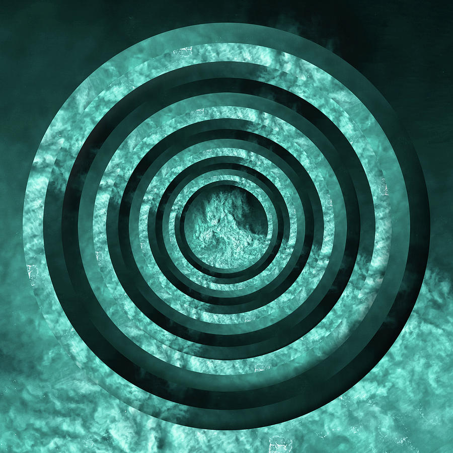 Turquoise Crashing Waves Circles Digital Art by Pelo Blanco Photo