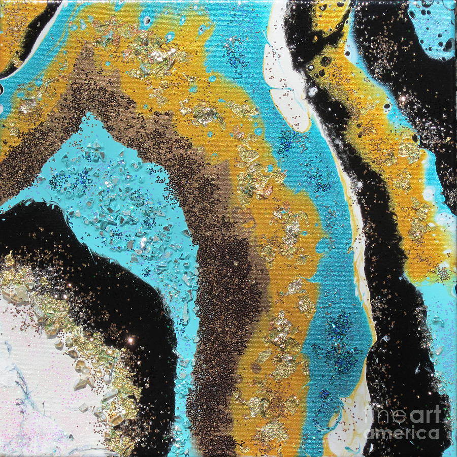 Turquoise Geode 2 Painting by Deborah Ronglien