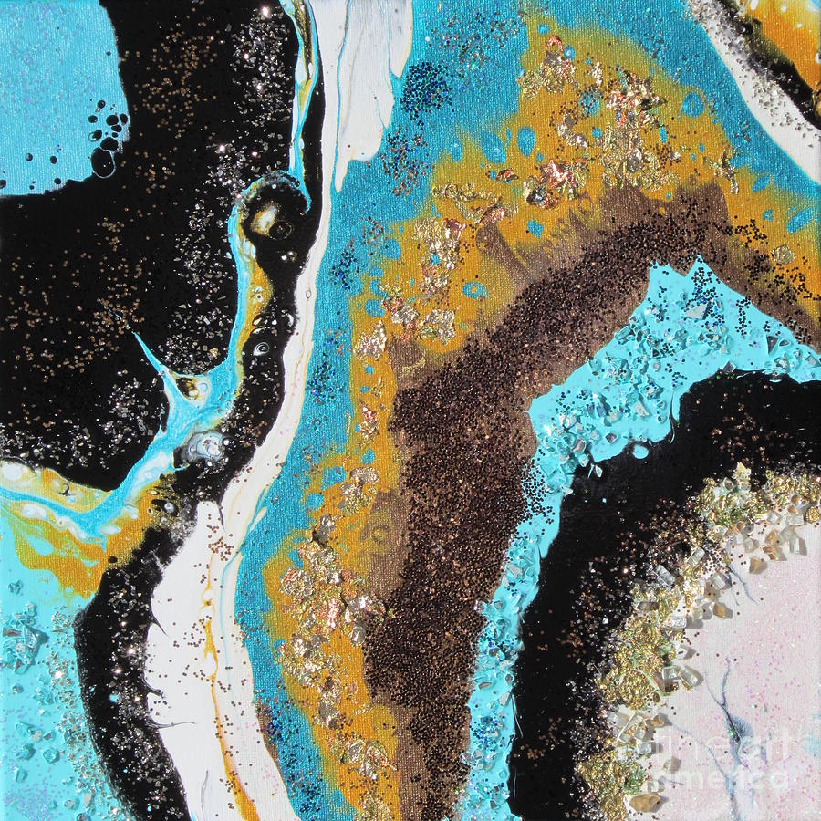 Turquoise Geode 1 Painting by Deborah Ronglien