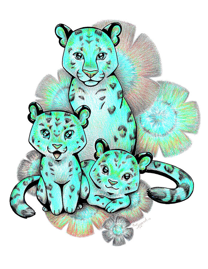 Turquoise Leopards Drawing by Sipporah Art and Illustration