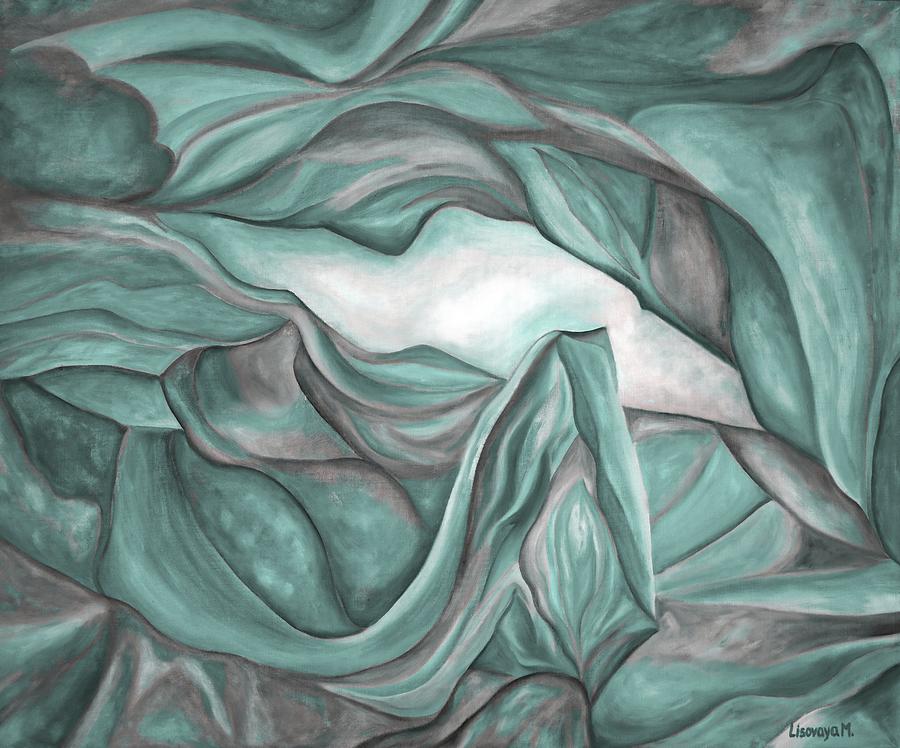 Turquoise Nacre. Antelope Canyon Textile. The Beginning. Colorful And Over 30 Monochromatic. Painting