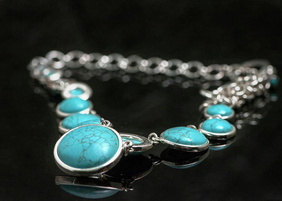 Turquoise necklace with silver Photograph by Cordia Murphy