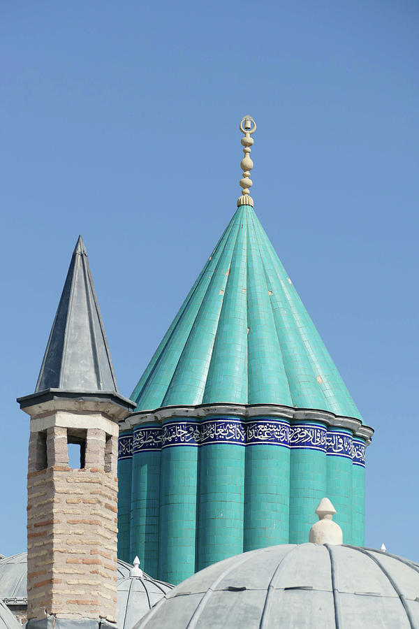 Turquoise tiles of rooftop of Mevlana shrine Photograph by Steve Estvanik